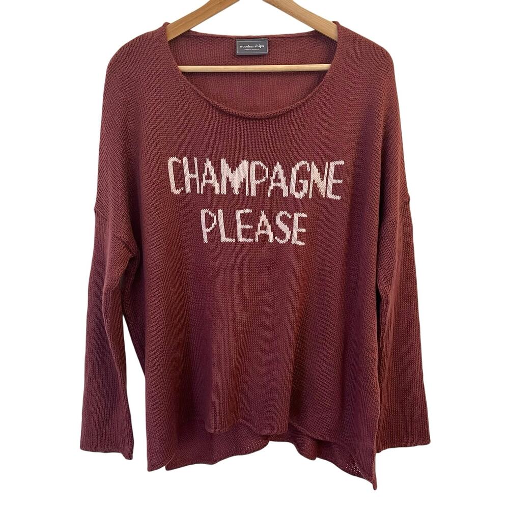 Wooden Ships Maroon 'Champagne Please' Sweater